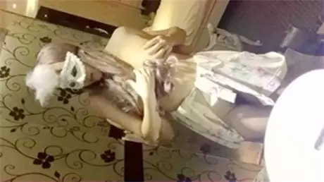 Sexy love hotel black silk masked wildcat passionate dance hips exposed vagina erotic fingers...