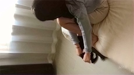 The best black silk uniform cousin hotel uses that sexy legs to footjob big cock