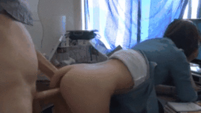 My boyfriend fucked me from behind in front of my computer desk. My round buttocks were panting and moaning.