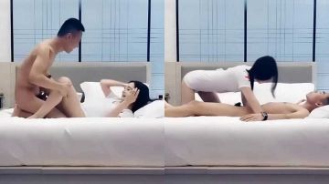 The goddess-level lady has a first-class figure and appearance, with long legs and big breasts, and she is so interesting. She wears a nurse uniform and sits on the cock and strokes it up and down [watermark]