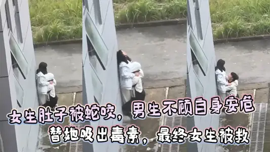 The girl's stomach was bitten by a snake, and the boy sucked out the toxin for her regardless of his own safety. Finally, the girl was rescued.