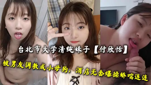 Taipei University's pure sister [Fu Xintian] was turned into a little bitch by her boyfriend, and the hotel had no set of explosive exercises.