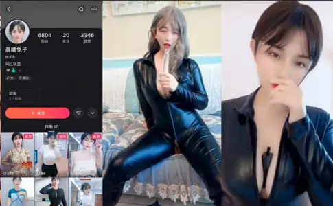 Fast-hand edge wiping anchorwoman [Dawn Rabbit] custom-made leather jacket masturbation private pat, transparent fake cock violently inserted into the hole to tighten the tender abalone honey flow