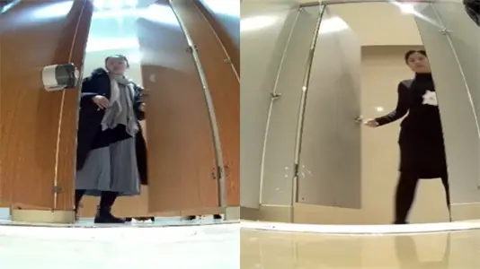The first master of candid camera in China sneaks into the women's toilet in the shopping mall. Women's clothing bosses camouflage cleaners follow the real camera.