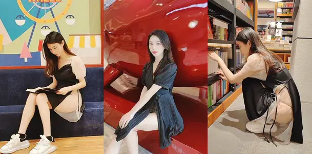 Taobao sexy model [dew small out] on the street to change clothes beauty milk gluteal groove full dew, sexy underwear hook passers-by dumbfounded